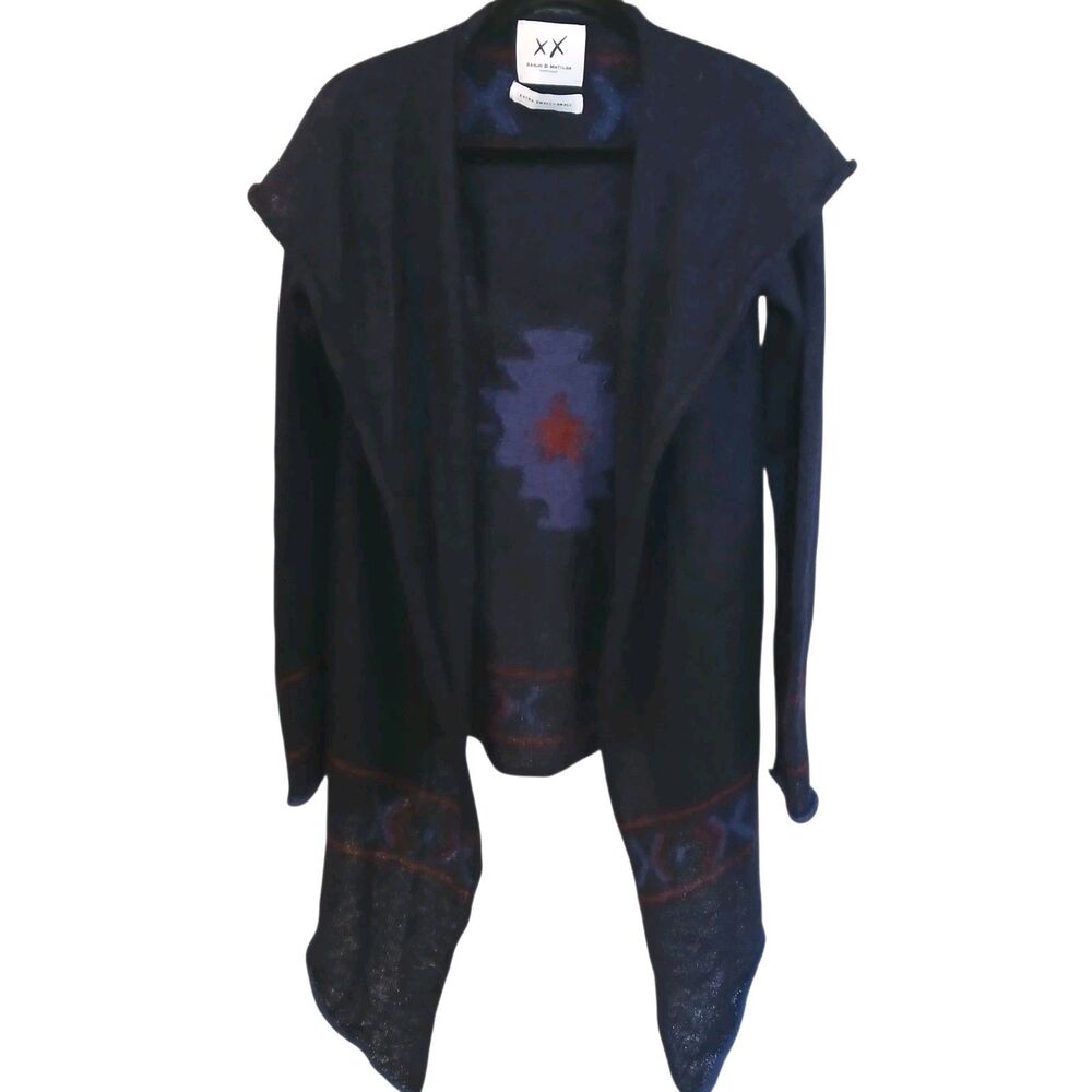Banjo & Matilda Boho Duster Hoodie Kid Mohair/Wool Navy Blue Red Aztec Size XS-S